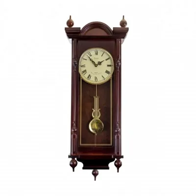 Bedford Clock Collection Grand 31 Inch Chiming Pendulum Wall Clock in Antique Ma