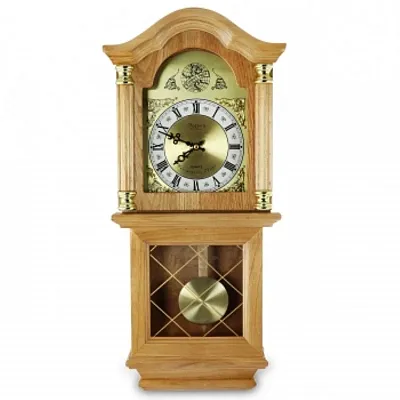Bedford Clock Collection Classic 26" Golden Oak Chiming Wall Clo