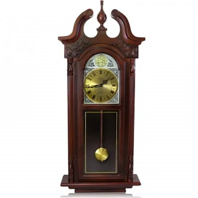 Bedford Clock Collection 38 Inch Grand Antique Chiming Wall Clock with Roman Num