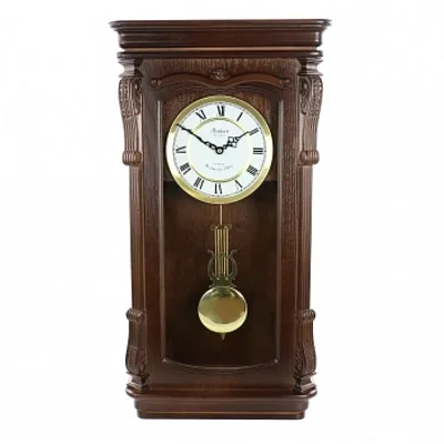 Bedford Clock Collection Chestnut Chiming Pendulum Wall Clock