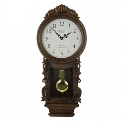 Bedford Clock Collection Chestnut Chiming Pendulum Wall Clock