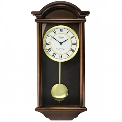 Bedford Clock Collection George 22 Inch Chestnut Wood Chiming Pendulum Wall Cloc