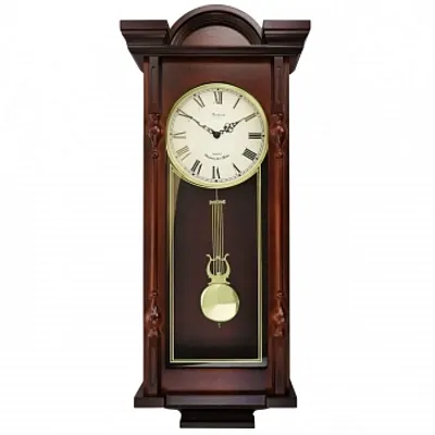 Bedford Clock Collection Grand 31 Inch Chiming Pendulum Wall Clock in Antique Ma