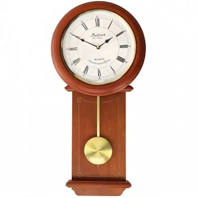 Bedford Clock Collection Olivia 24.5 Inch Cherry Wood Chiming Pendulum Wall Cloc