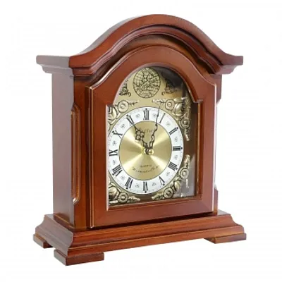 Bedford Clock Collection Redwood Mantel Clock with Chimes