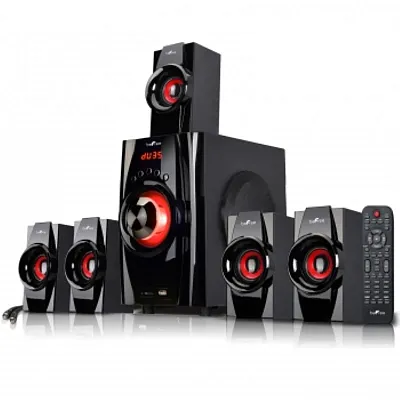 beFree Sound 5.1 Channel Surround Sound Bluetooth Speaker System- Red