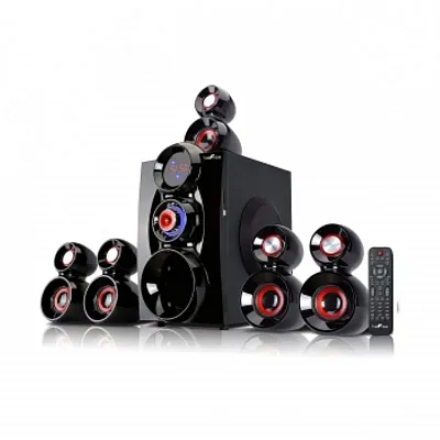 beFree Sound 5.1 Channel Bluetooth Surround Sound Speaker System- Red