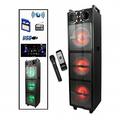 beFree Sound Party Lights Triple 10 Inch Subwoofers Bluetooth Po