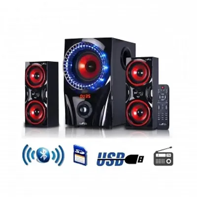 beFree Sound 2.1 Channel Surround Sound Bluetooth Speaker System in Red - Refurb