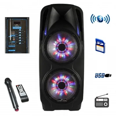 beFree Sound 2x10 Inch Woofer Portable Bluetooth Powered PA Spea