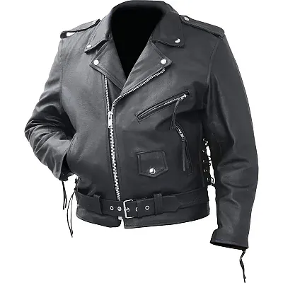 Rocky Mountain Hides Solid Genuine Cowhide Leather Classic Motorcycle Jacket-BKM