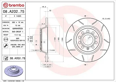 BREMBO 08A20275 Brake Disc