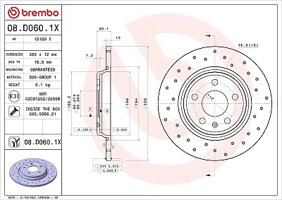 BREMBO 08D0601X Brake Disc