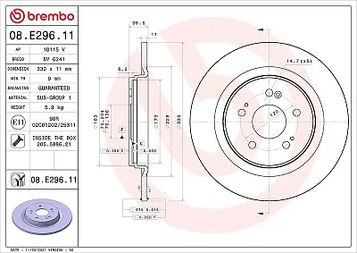 BREMBO 08E29611 Brake Disc