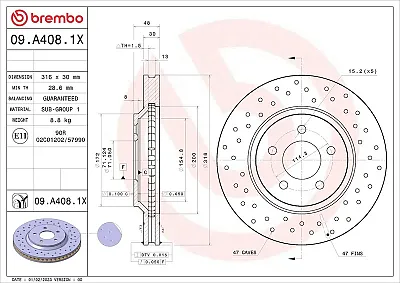 BREMBO 09A4081X Brake Disc