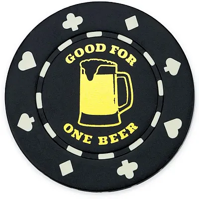 25 Black &quot;1 Beer&quot; Bar Token Chips BRY008967U