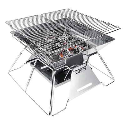 Brentwood Bb-4X14Ss 14-In. X 14-In. Stainless Steel Portable Folding Charcoal Bb