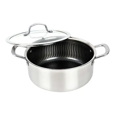 Brentwood B-Duh24L 3-Ply Hybrid Non-Stick Stainless Steel Dutch Oven With Temper