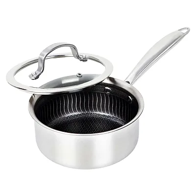 Brentwood B-Sph16L 3-Ply Hybrid Non-Stick Stainless Steel Saucepan With Tempered