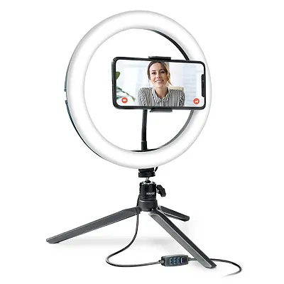 Bower Wa-Trl10 10-In. Led Phone Ring Light Tabletop Stand For Smartphones, Black