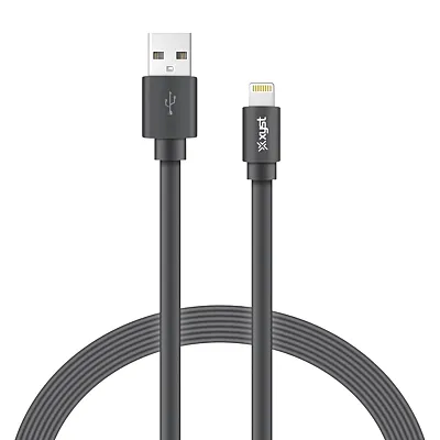 Xyst Xys-L4204F Charge And Sync Usb To Lightning Flat Cable, 4 Ft. (Black)