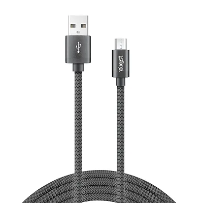 Xyst Xys-M10204B Charge And Sync Usb To Micro Usb Braided Cable, 10 Ft. (Black)