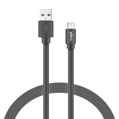 Xyst Xys-M4204F Charge And Sync Usb To Micro Usb Flat Cable, 4 Ft. (Black)