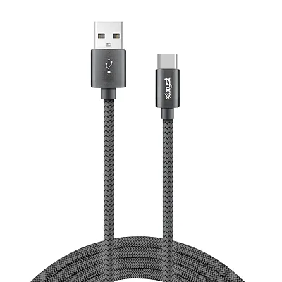 Xyst Xys-Tc10204B Charge And Sync Usb To Usb-C Braided Cable, 10 Ft. (Black)