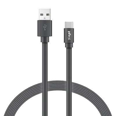 Xyst Xys-Tc4204F Charge And Sync Usb To Usb-C Flat Cable, 4 Ft. (Black)