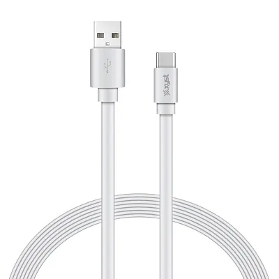Xyst Xys-Tc4604F Charge And Sync Usb To Usb-C Flat Cable, 4 Ft. (White)