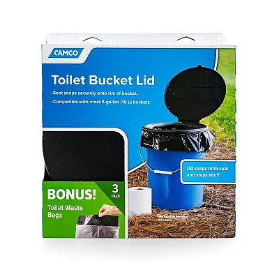 CAMCO 41546 Toilet Seat W/Lid And 3 Bags For 5