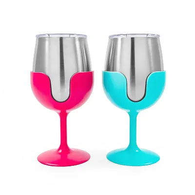 CAMCO 51915 Libatc Wine Tumbler Set (Blue/Pink