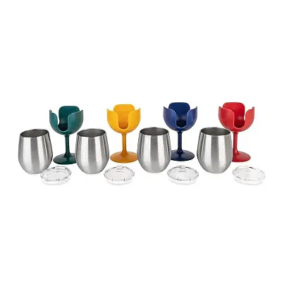 CAMCO 53465 Libatc Wine Tumbler 4-Pack 8Oz. (