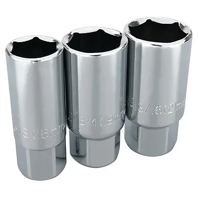 Performance Tool 3/8" Drive 6-Point Spark Plug Socket Set (3-Piece Set)