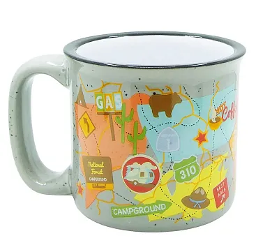 CAMP CASUAL CC004TMG The Mug Travel Map. 15 Oz.