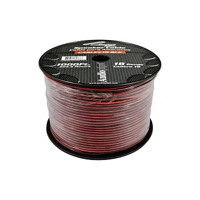 Speaker Cable 18 Ga. 1000&#039; Audiopipe; Red + Black
