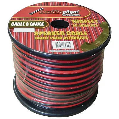 Audiopipe 8 Gauge Speaker Wire 100&#039; Red/Black