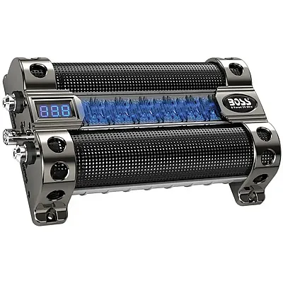 Boss 8 Farad Capacitor Digital Voltage Meter Black Chrome Active