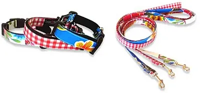 Cedar House Pet Products Oilcloth Collar - Medium - Red White Gingham