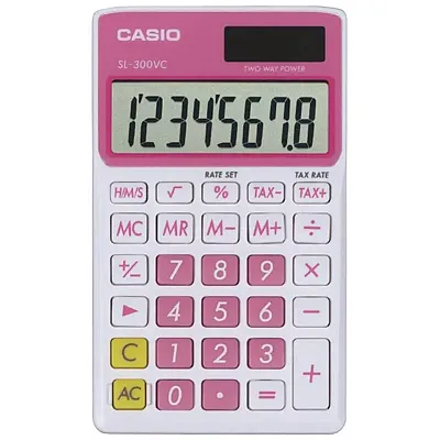 CASIO SL300VCPKSIH Solar Wallet Calculator with 8-Digit Display 