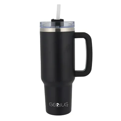 Brentwood GEOJUG 40oz Insulated Stainless Steel Tumbler Cup in Black with Handle