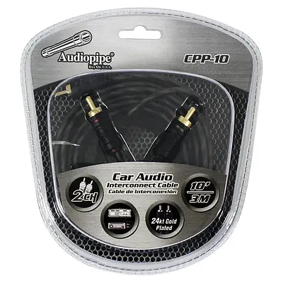 Audiopipe 24Kt Gold Plated Interconnect Cable 10Ft
