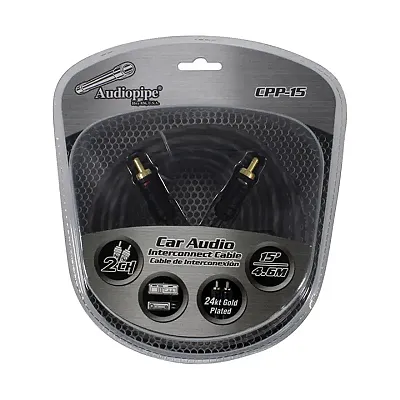 Audiopipe 24Kt Gold Plated Interconnect Cable 15Ft