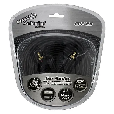 Audiopipe 24Kt Gold Plated Interconnect Cable 25Ft
