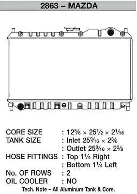 CSF RADIATOR 2863 98-05 Mazda Miata