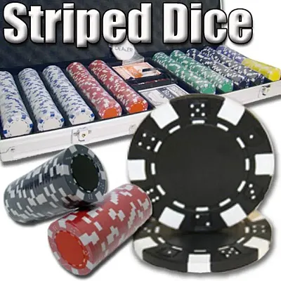 500 Ct - Pre-Packaged - Striped Dice 11.5 G - Aluminum PCS-1403