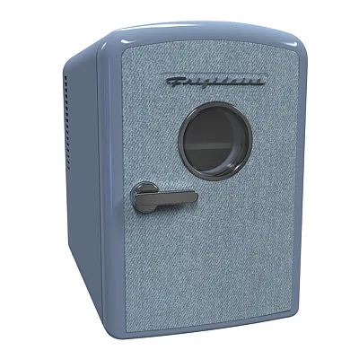 Frigidaire Efmis199-Lightdenim 9-Can Mini Fridge Cooler, Denim Door (Blue)