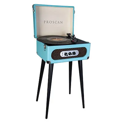 Proscan Prc894-Blue Bluetooth Belt-Drive Suitcase-Style Retro Turntable With Fm