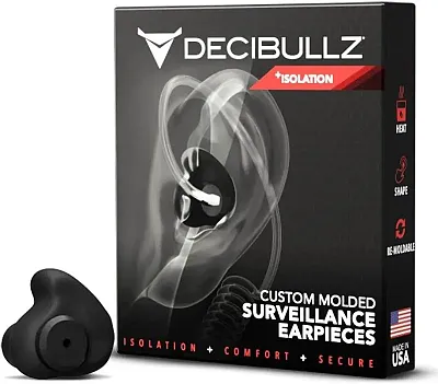 Decibullz Surveillance Earpieces + Isolation | Black RTL-RDO-ISO-BLK