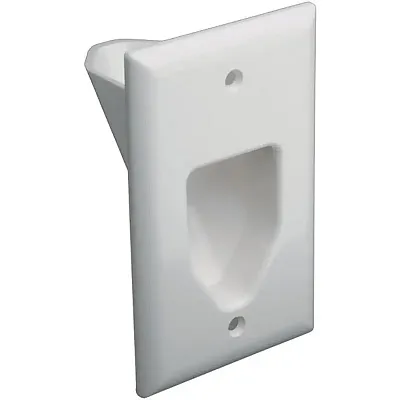 Datacomm Electronics 45-0001-Wh 1-Gang Recessed Cable Plate (Whi
